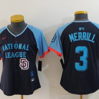 Women's National League #3 Jackson Merrill Navy 2024 All-Star Limited Stitched Baseball Jersey(Run Small)