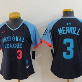 Women's National League #3 Jackson Merrill Navy 2024 All-Star Limited Stitched Baseball Jersey(Run Small)