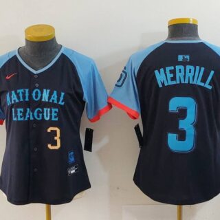 Women's National League #3 Jackson Merrill Navy 2024 All-Star Limited Stitched Baseball Jersey(Run Small)