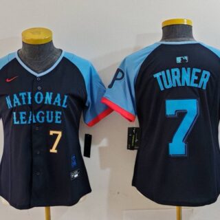 Women's National League #7 Trea Turner Navy 2024 All-Star Limited Stitched Baseball Jersey(Run Small)