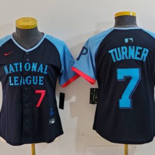 Women's National League #7 Trea Turner Navy 2024 All-Star Limited Stitched Baseball Jersey(Run Small)