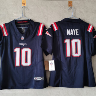 Women's New England Patriots #10 Drake Maye 2024 F.U.S.E. Navy Vapor Untouchable Limited Stitched Jersey(Run Small)
