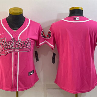 Women's New England Patriots Blank Pink With Patch Cool Base Stitched Baseball Jersey(Run Small)