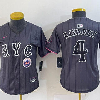 Women's New York Mets #4 Francisco Alvarez Graphite 2024 City Connect Limited Stitched Baseball Jersey