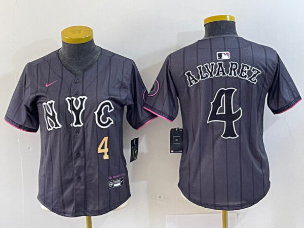 Women's New York Mets #4 Francisco Alvarez Graphite 2024 City Connect Limited Stitched Baseball Jersey