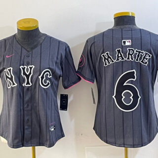 Women's New York Mets Graphite 2024 City Connect Limited Stitched Baseball Jerseys