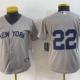 Women's New York Yankees #22 Juan Soto Grey Cool Base Stitched Jersey(Run Small)