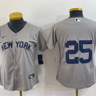Women's New York Yankees #25 Gleyber Torres Grey Cool Base Stitched Jersey(Run Small)