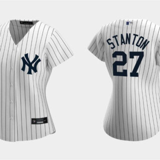Women's New York Yankees #27 Giancarlo Stanton White Cool Base Stitched Jersey(Run Small)