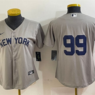 Women's New York Yankees #99 Aaron Judge Grey Cool Base Stitched Jersey(Run Small)