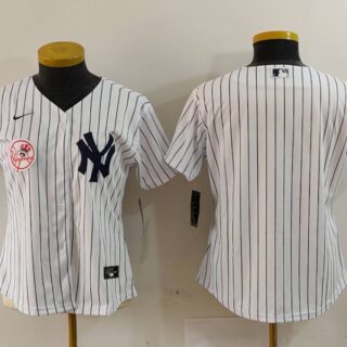 Women's New York Yankees White Team Big Logo Cool Base Stitched Jersey(Run Small)