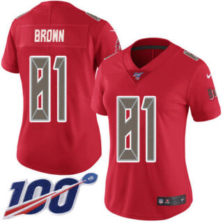 Women's Nike Buccaneers #81 Antonio Brown Red Women's Stitched NFL Limited Rush 100th Season Jersey