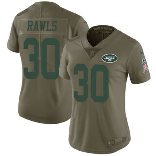 Women's Nike Jets #30 Thomas Rawls Olive Women's Stitched NFL Limited 2017 Salute to Service Jersey