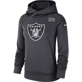 Women's Oakland Raiders Nike Anthracite Crucial Catch Performance Pullover Hoodie
