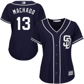 Women's Padres #13 Manny Machado Navy Blue Alternate Women's Stitched Baseball Jersey