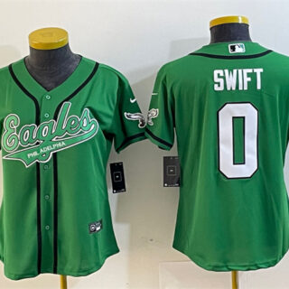 Women's Philadelphia Eagles #0 D'Andre Swift Green Cool Base Stitched Baseball Jersey(Run Small)
