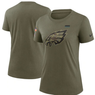 Women's Philadelphia Eagles Olive 2021 Salute To Service T-Shirt (Run Small)