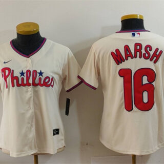 Women's Philadelphia Phillies #16 Brandon Marsh Cream Cool Base Stitched Baseball Jersey(Run Small)