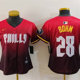 Women's Philadelphia Phillies #28 Alec Bohm Red 2024 City Connect Limited Stitched Baseball Jersey