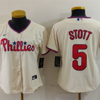 Women's Philadelphia Phillies #5 Bryson Stott Cream Cool Base Stitched Baseball Jersey(Run Small)