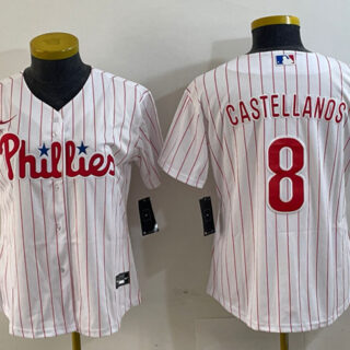 Women's Philadelphia Phillies #8 Nick Castellanos White Stitched Baseball Jersey(Run Small)