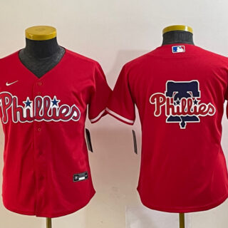 Women's Philadelphia Phillies Red Team Big Logo Cool Base Stitched Baseball Jersey(Run Small)
