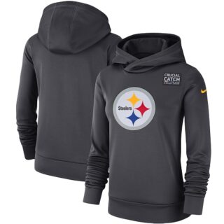 Women's Pittsburgh Steelers Nike Anthracite Crucial Catch Performance Pullover Hoodie