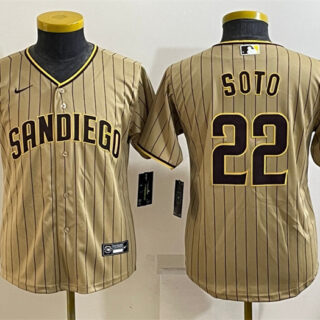 Women's San Diego Padres #22 Juan Soto Brown Cool Base Stitched Baseball Jersey(Run Small)