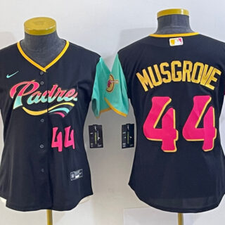 Women's San Diego Padres #44 Joe Musgrove Black City Connect With Patch Stitched Baseball Jersey(Run Small)