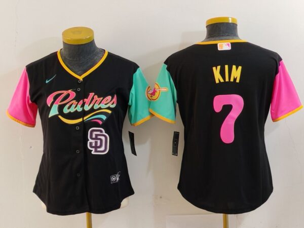 Women's San Diego Padres #7 Ha Seong Kim Black City Connect Stitched Baseball Jersey(Run Small)