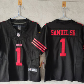 Women's San Francisco 49ers #1 Deebo Samuel Sr. Black F.U.S.E Vapor Untouchable Stitched Jersey(Run Small)