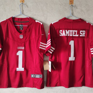 Women's San Francisco 49ers #1 Deebo Samuel Sr. Red F.U.S.E Vapor Untouchable Stitched Jersey(Run Small)