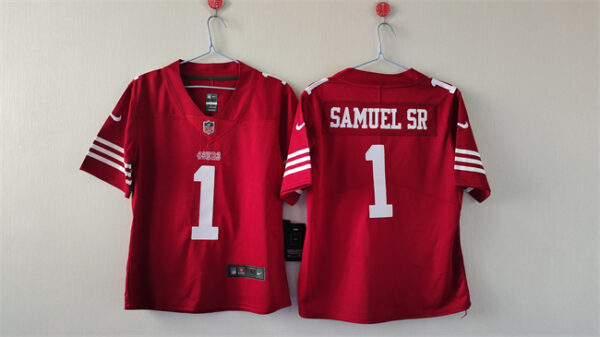 Women's San Francisco 49ers #1 Deebo Samuel Sr. Red F.U.S.E Vapor Untouchable Stitched Jersey(Run Small)