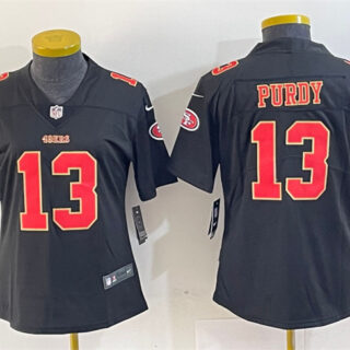Women's San Francisco 49ers #13 Brock Purdy Black Stitched Jersey(Run Small)
