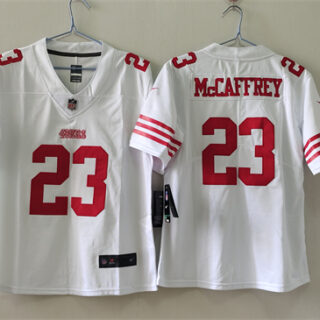Women's San Francisco 49ers #23 Christian McCaffrey White Stitched Jersey(Run Small)