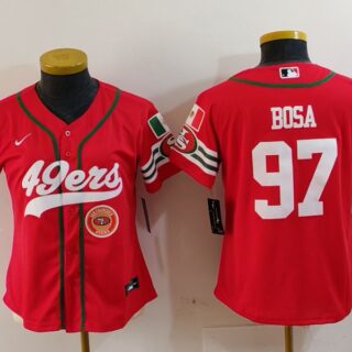 Women's San Francisco 49ers #97 Nick Bosa Red Mexico With Patch Cool Base Stitched Baseball Jersey(Run Small)