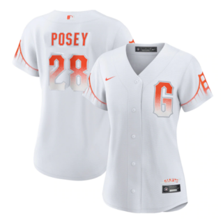 Women's San Francisco Giants #28 Buster Posey White City Connect Cool Base Stitched Jerseyuff08Run Smalluff09