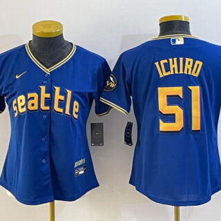 Women's Seattle Mariners #51 Ichiro Suzuki Royal 2023 City Connect Stitched Baseball Jersey(Run Small)