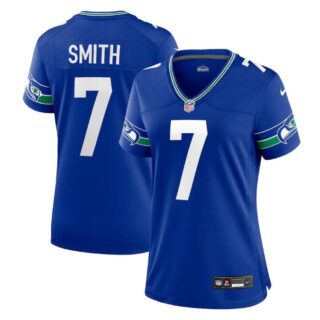 Women's Seattle Seahawks #7 Geno Smith Royal Throwback Player Stitched Game Jersey(Run Small)
