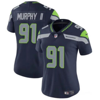 Women's Seattle Seahawks #91 Byron Murphy II 2024 Draft Navy Vapor Limited Stitched Football Jersey(Run Small)