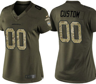 Women's Seattle Seahawks Olive Customized Camo Salute to Service Jersey