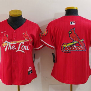 Women's St. Louis Cardinals Team Big Logo Red 2024 City Connect Limited Stitched Baseball Jersey(Run Small)