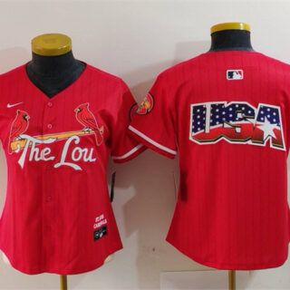 Women's St. Louis Cardinals Team Big Logo Red 2024 City Connect Limited Stitched Baseball Jersey(Run Small)