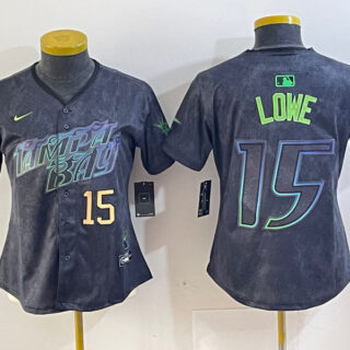 Women's Tampa Bay Rays #15 Josh Lowe Charcoal 2024 City Connect Limited Stitched Baseball Jersey(Run Small)