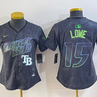 Women's Tampa Bay Rays #15 Josh Lowe Charcoal 2024 City Connect Limited Stitched Baseball Jersey(Run Small)