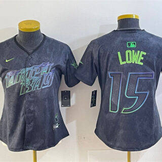 Women's Tampa Bay Rays #15 Josh Lowe Charcoal 2024 City Connect Limited Stitched Baseball Jersey(Run Small)