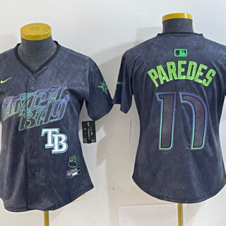 Women's Tampa Bay Rays #17 Isaac Paredes Charcoal 2024 City Connect Limited Stitched Baseball Jerseys
