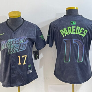 Women's Tampa Bay Rays #17 Isaac Paredes Charcoal 2024 City Connect Limited Stitched Baseball Jersey
