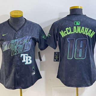 Women's Tampa Bay Rays #18 Shane McClanahan Charcoal 2024 City Connect Limited Jerseys