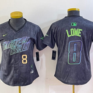 Women's Tampa Bay Rays #8 Brandon Lowe Charcoal 2024 City Connect Limited Stitched Baseball Jersey